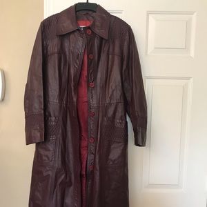 Vintage 100 % genuine leather long coat.